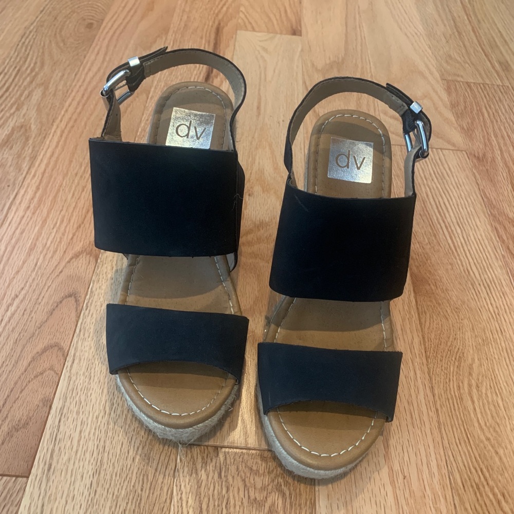 Dolce Vita Black Wedge Sandals Size 8